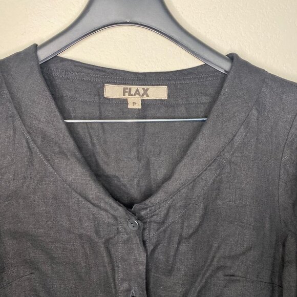 Flax Lagen Look Linen Button 3/4 Sleeve Shirt Dress - Picture 2 of 8